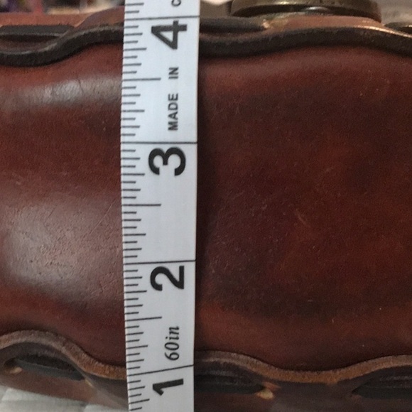 Vintage 70s Style Leather Tooled Painted Saddle Bag Florals Butterfly Shoulder - Picture 12 of 14